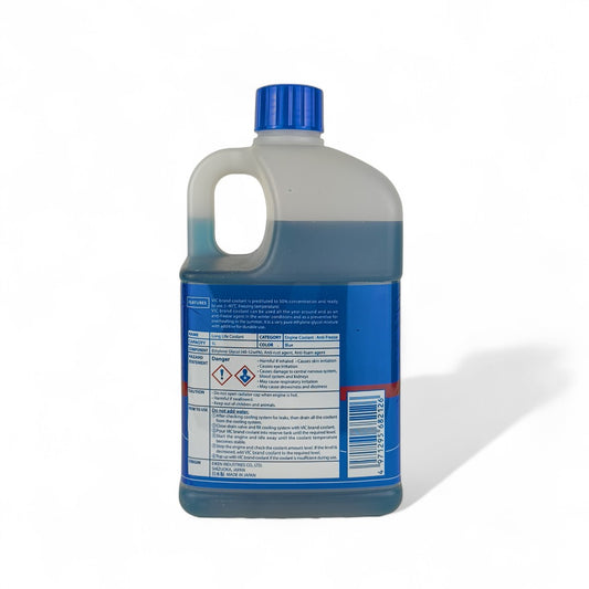 vic all seasons long life ready-to-use blue coolant liquid bottle 1-litre back side
