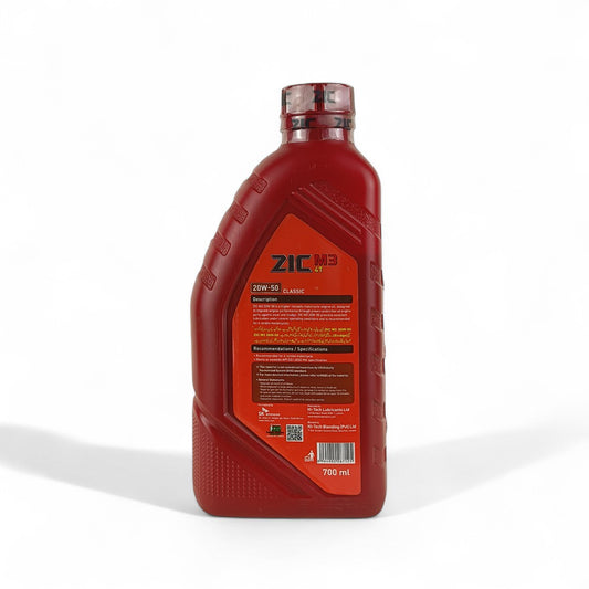 zic m3 4t 20w50 classic 700millilitre engine oil back side