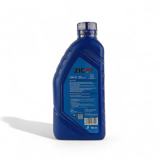 zic m5 4t 20w40 700-millilitre engine oil back side