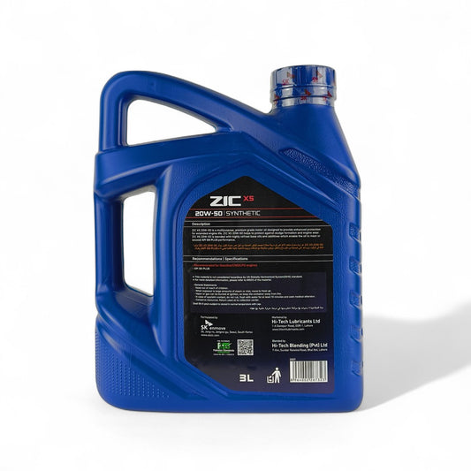 zic x5 20w50 sn plus 3-litre engine oil back side