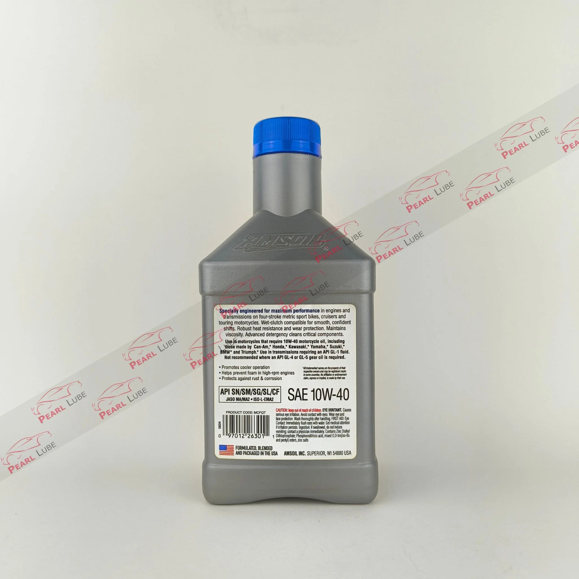 AMSOIL 10W-40 (10w40) Metric Synthetic Motorcycle Engine Oil - 946ml back side