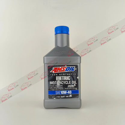 AMSOIL 10W-40 (10w40) Metric Synthetic Motorcycle Engine Oil - 946ml front side