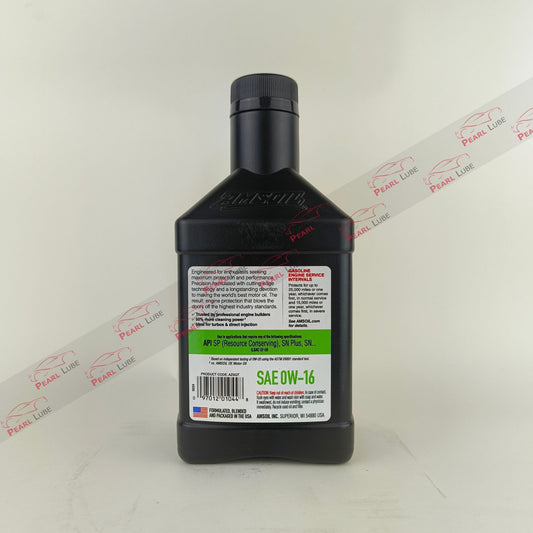 amsoil 0w16 signature series synthetic 946-millilitre engine oil back side