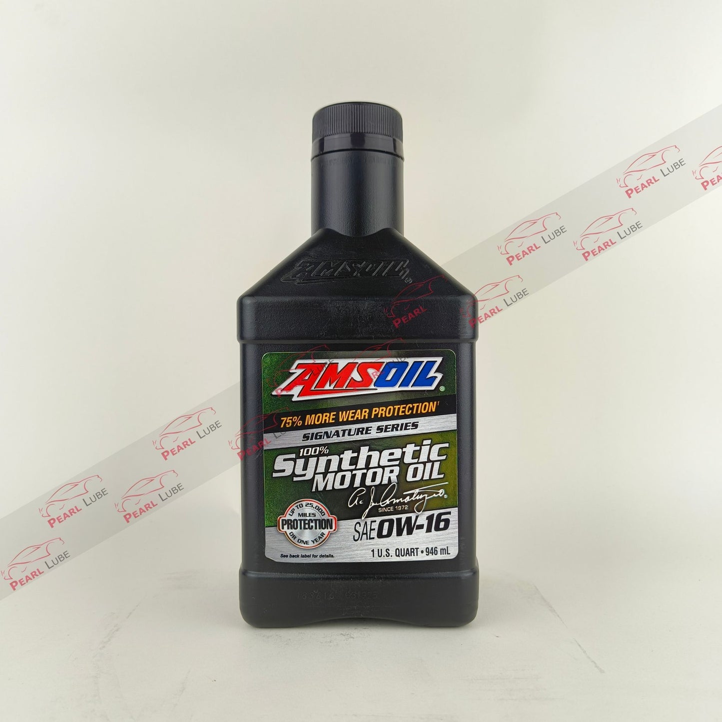 amsoil 0w16 signature series synthetic 946-millilitre engine oil front side