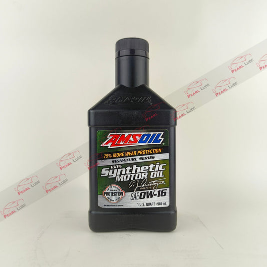 amsoil 0w16 signature series synthetic 946-millilitre engine oil front side