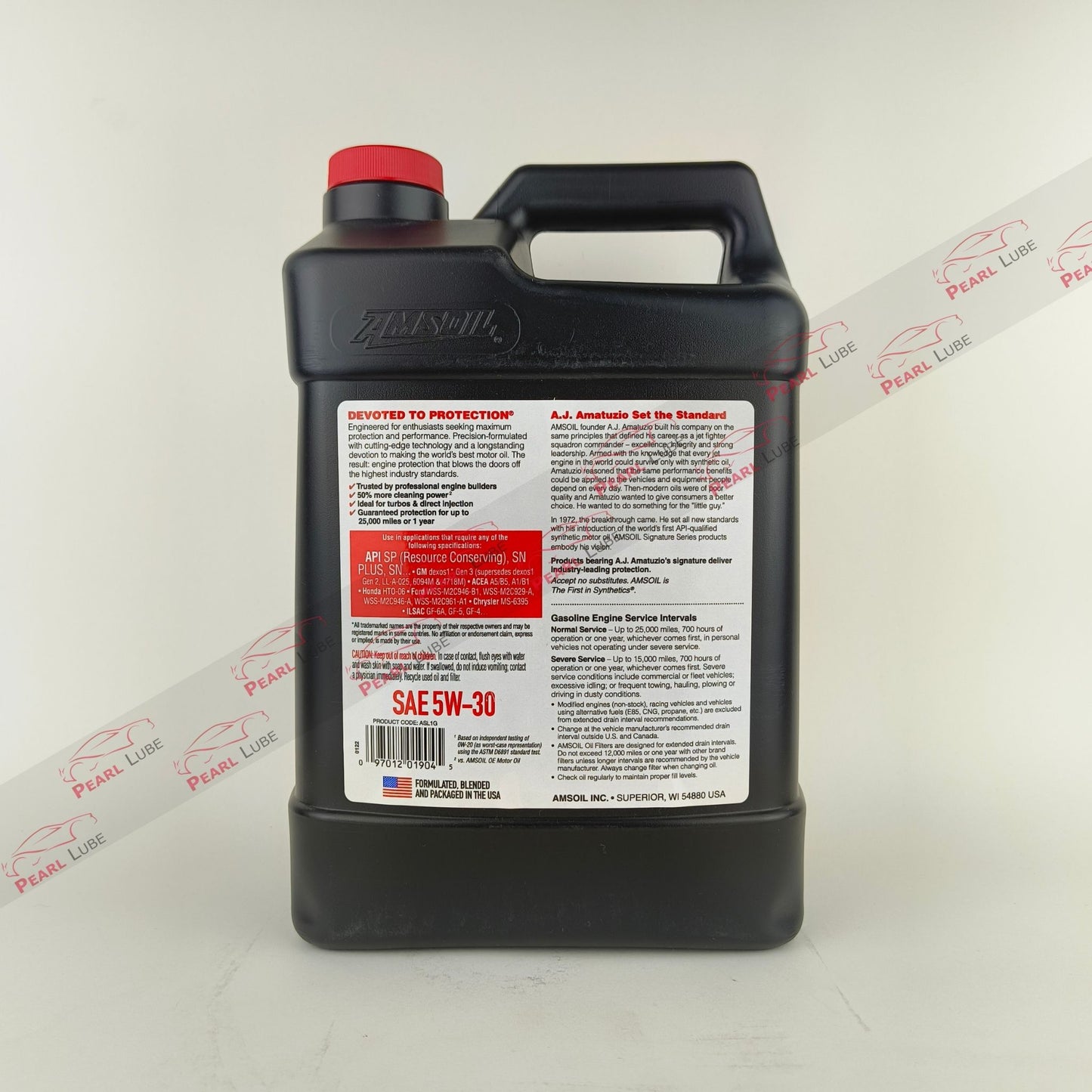 amsoil 5w30 signature series synthetic 3.78-litre engine oil back side