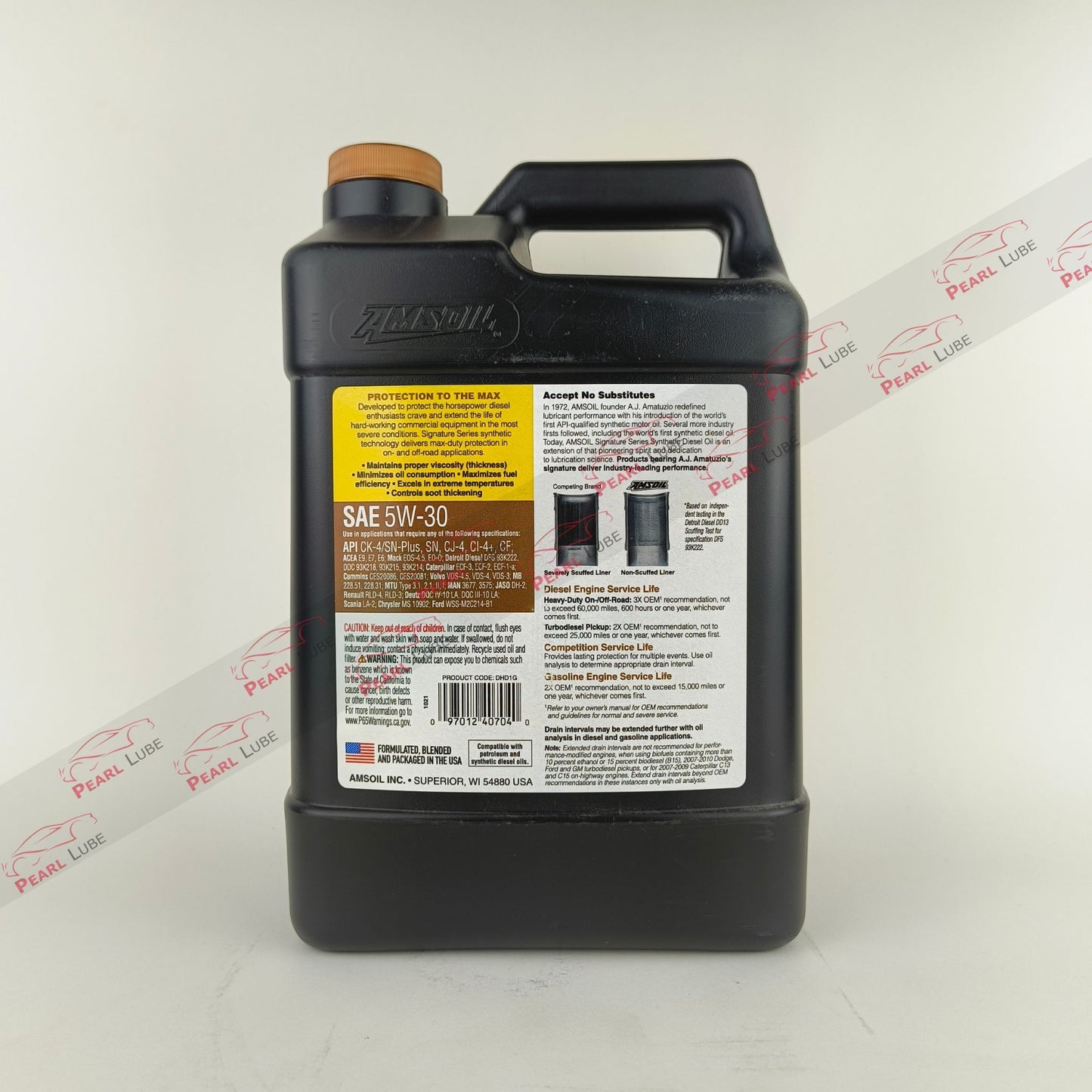 amsoil 5w30 signature series max-duty protection 3.78-litre diesel engine oil back side 