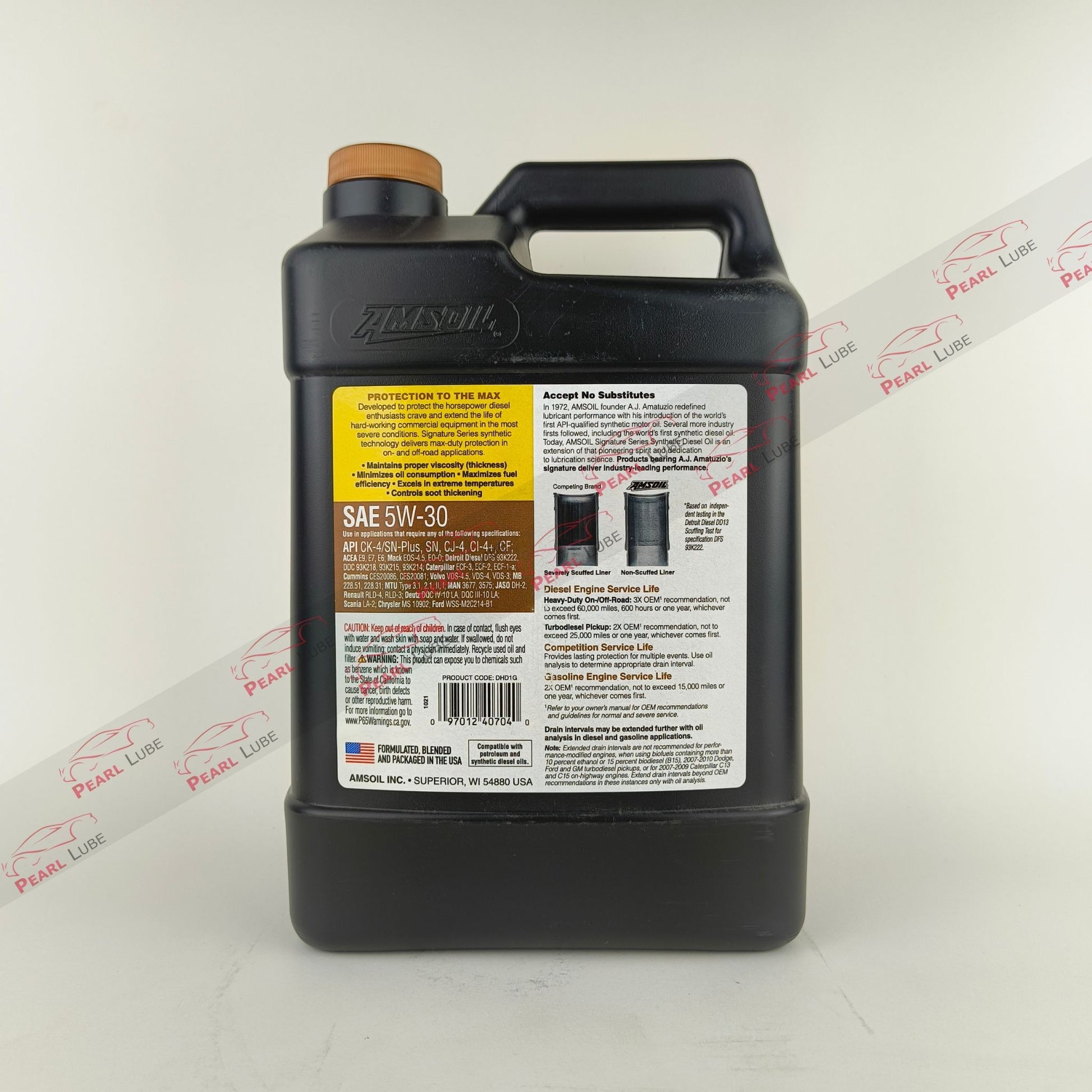 amsoil 5w30 signature series max-duty protection 3.78-litre diesel engine oil back side 