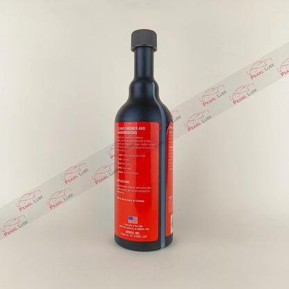 amsoil engine & transmission flush additive liquid bottle 473-millilitre back side