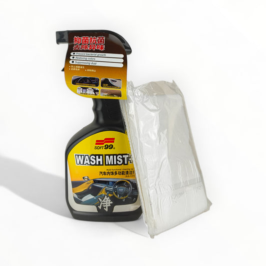 soft99 wash mist interior cleaner spray 500-millilitre front side + cleaning cloth