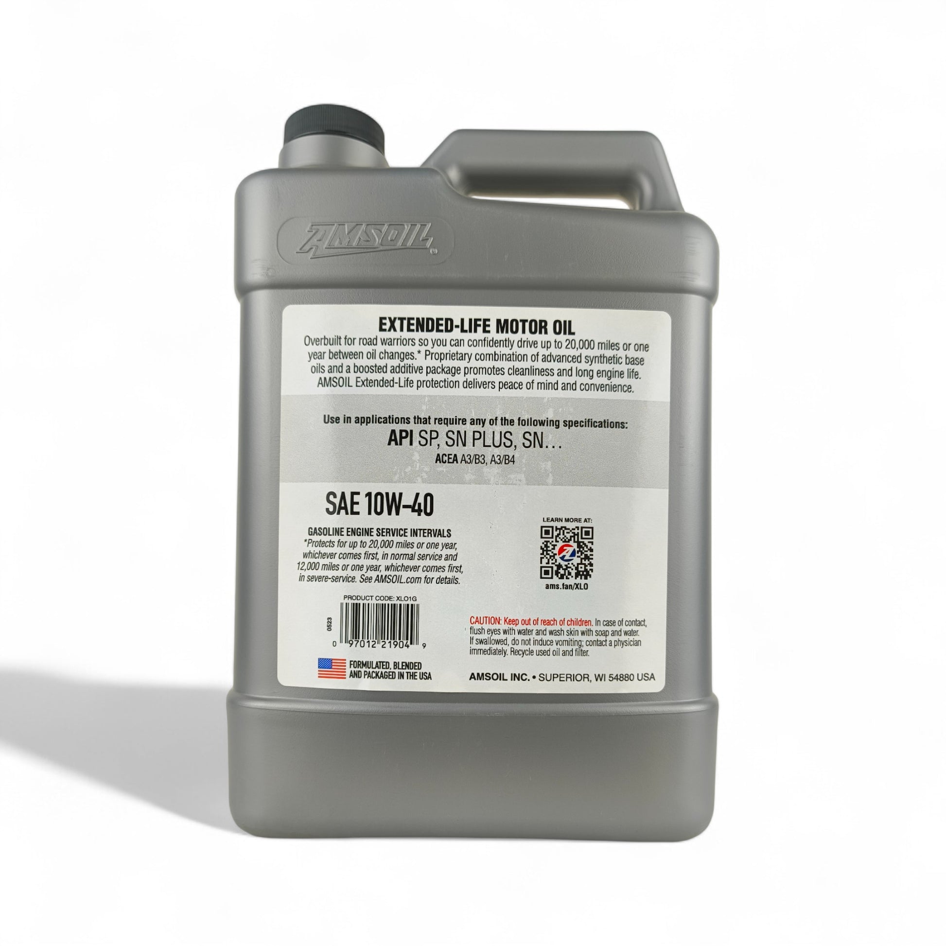 amsoil 10w-40 extended life engine oil 3.78-litre back side