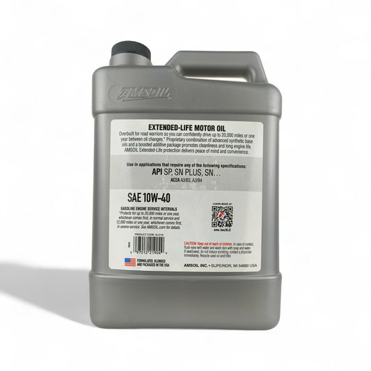 amsoil 10w-40 extended life engine oil 3.78-litre back side