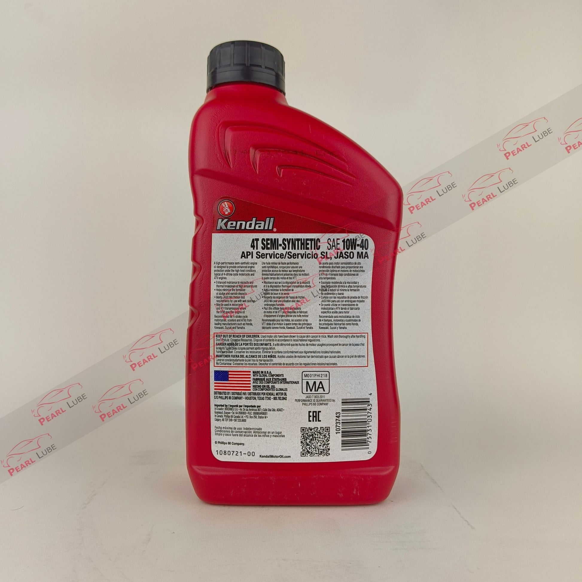 KENDALL 10W-40 4T Semi-Synthetic Motorcycle Engine Oil - 1L back side