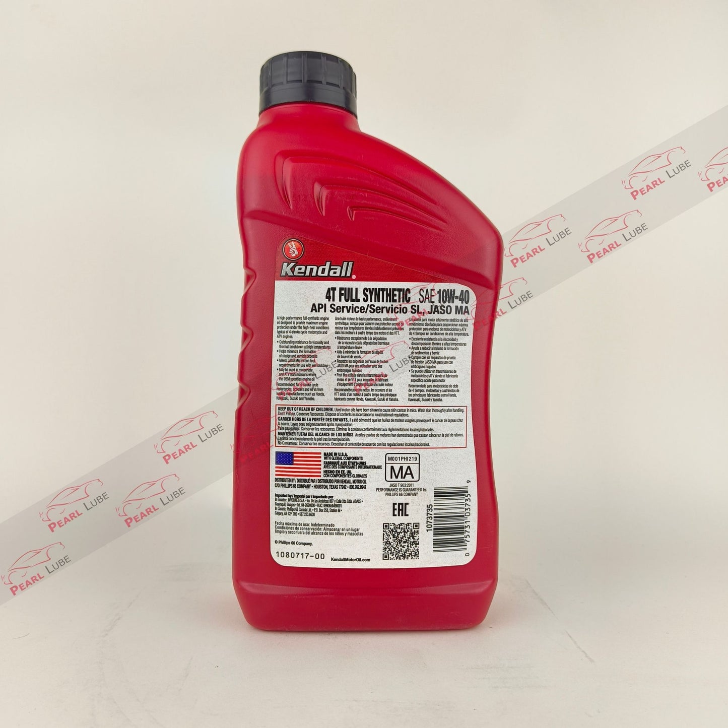 KENDALL 4T 10W-40 Fully-Synthetic Motorcycle Engine Oil - 1L back side