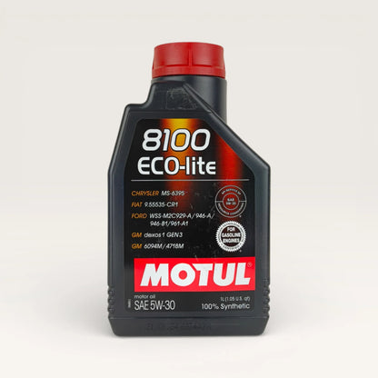 motul 8100 eco-lite 5w30 1-litre engine oil front side