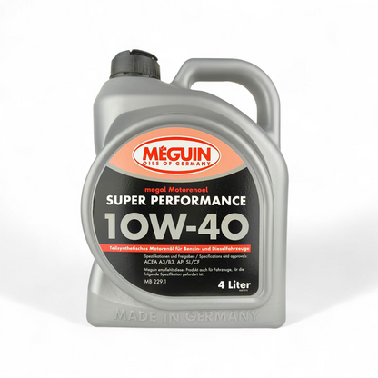 meguin super performance 10w40 4-litre engine oil front side 