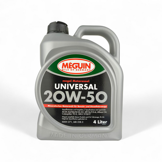meguin universal 20w50 4-litre engine oil front side 
