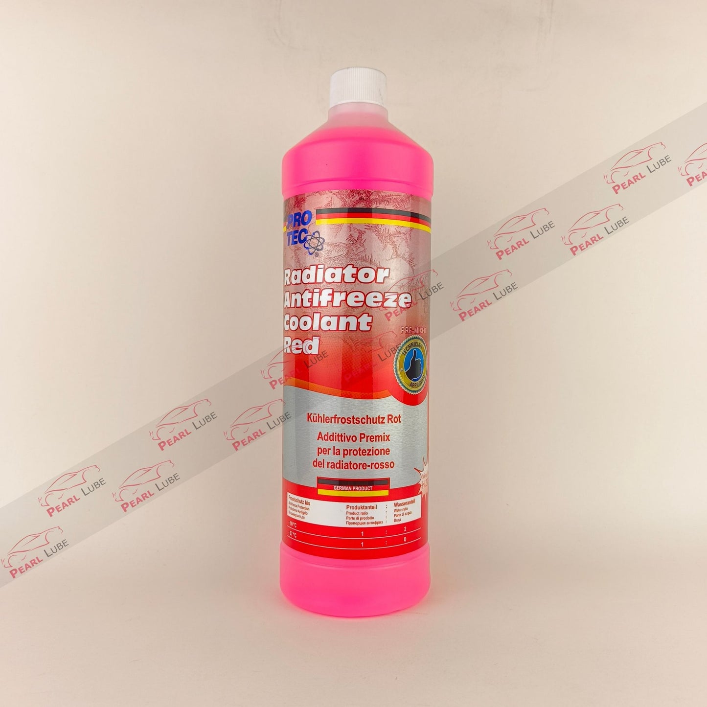 protec radiator antifreeze red coolant liquid bottle 1-litre front side