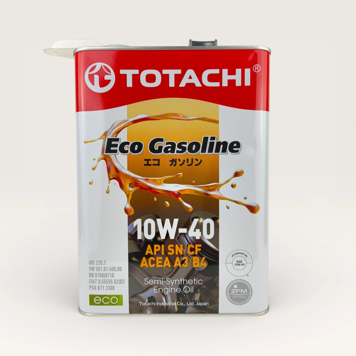 totachi 10w-40 eco gasoline api sn engine oil 4-Litre front side