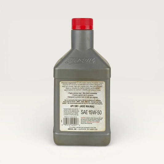 amsoil 15w50 metric 946-millilitre motorcycle engine oil back side