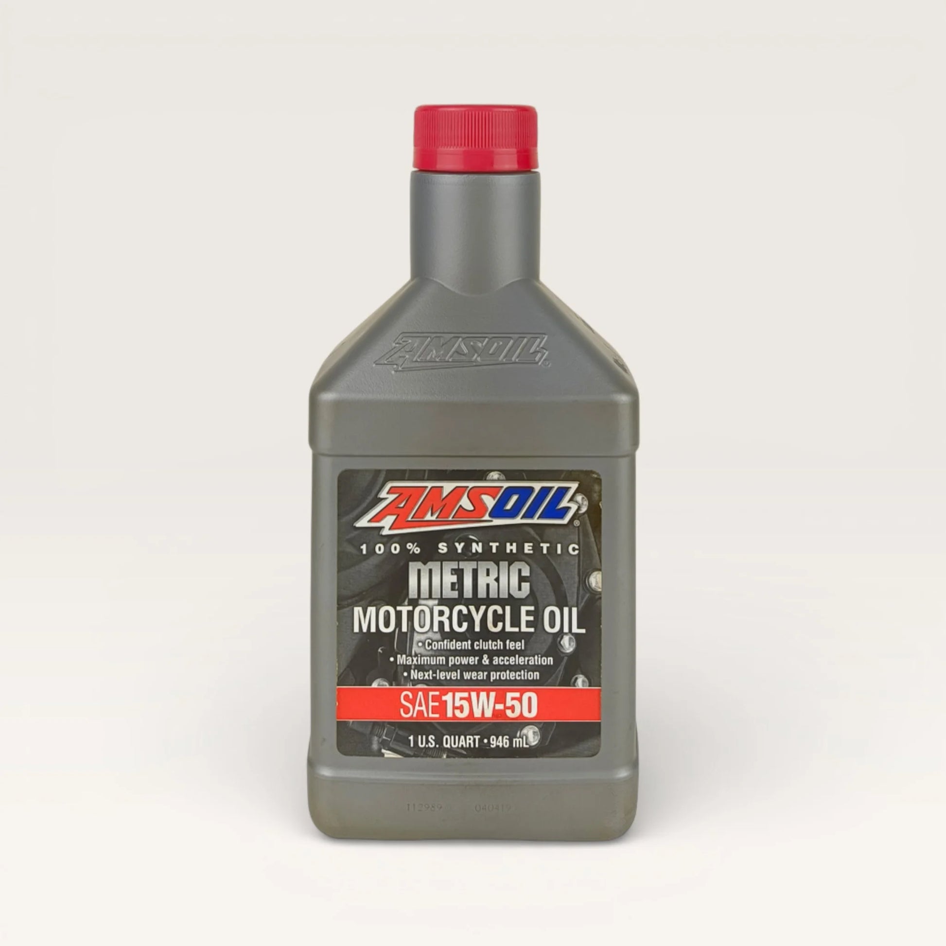 amsoil 15w50 metric 946-millilitre motorcycle engine oil front side