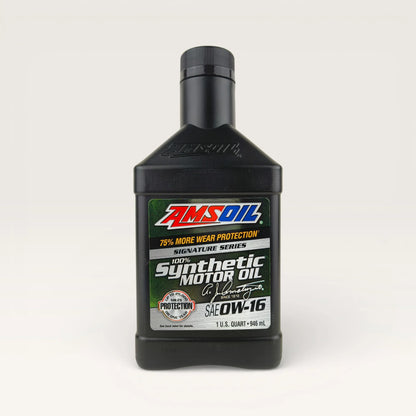 amsoil 0w16 signature series synthetic 946-millilitre engine oil front side