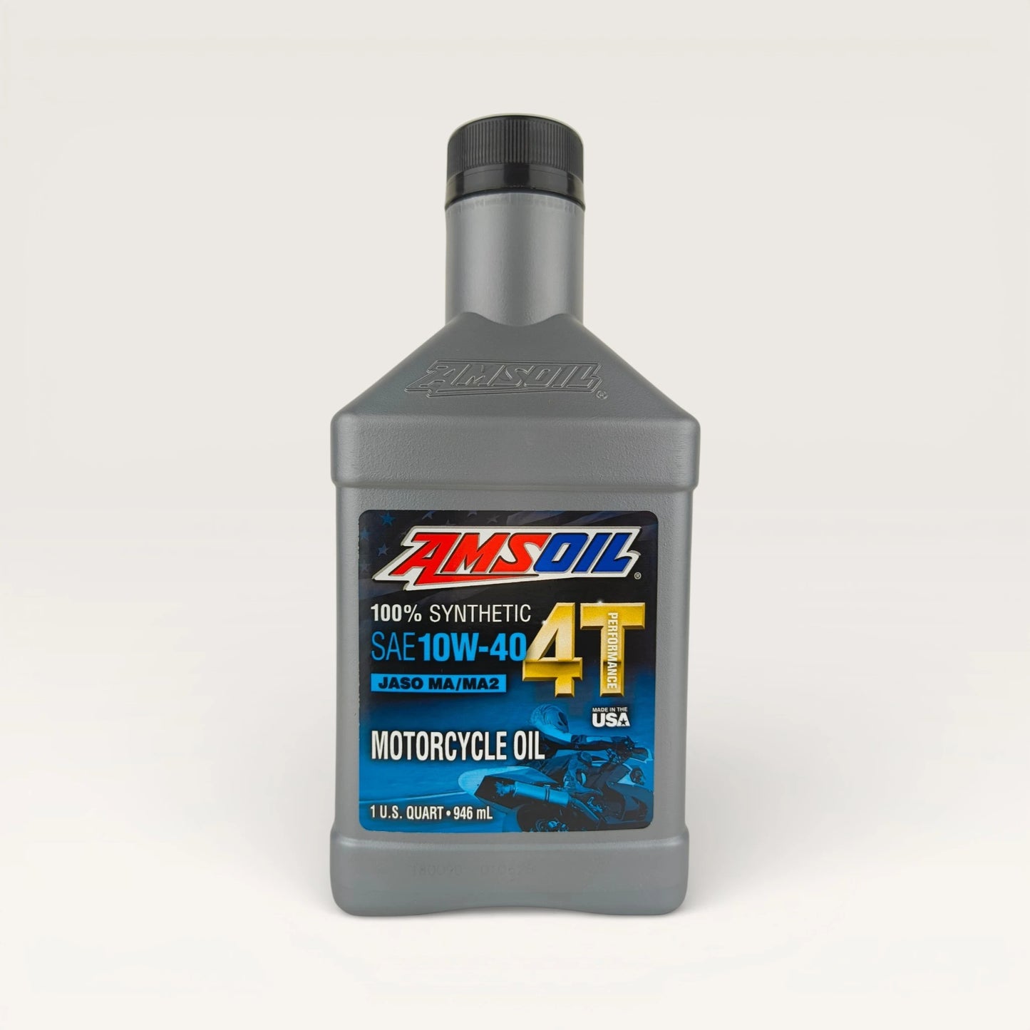 AMSOIL 10W-40 (10w40) 4T Performance Synthetic Motorcycle Engine Oil - 946ml front side