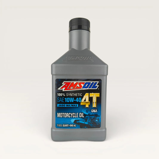 AMSOIL 10W-40 (10w40) 4T Performance Synthetic Motorcycle Engine Oil - 946ml front side
