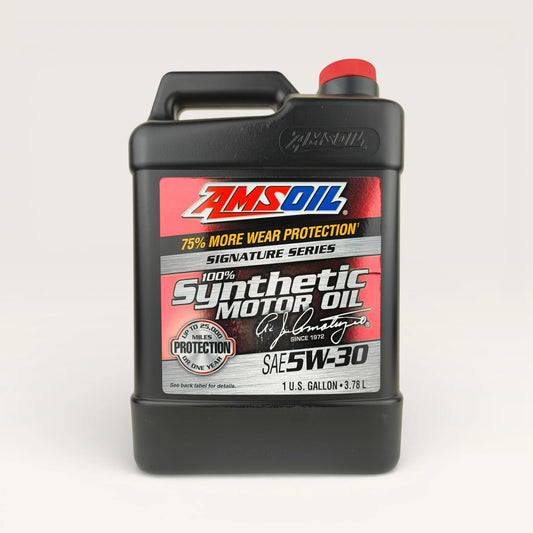 amsoil 5w30 signature series synthetic 3.78-litre engine oil front side