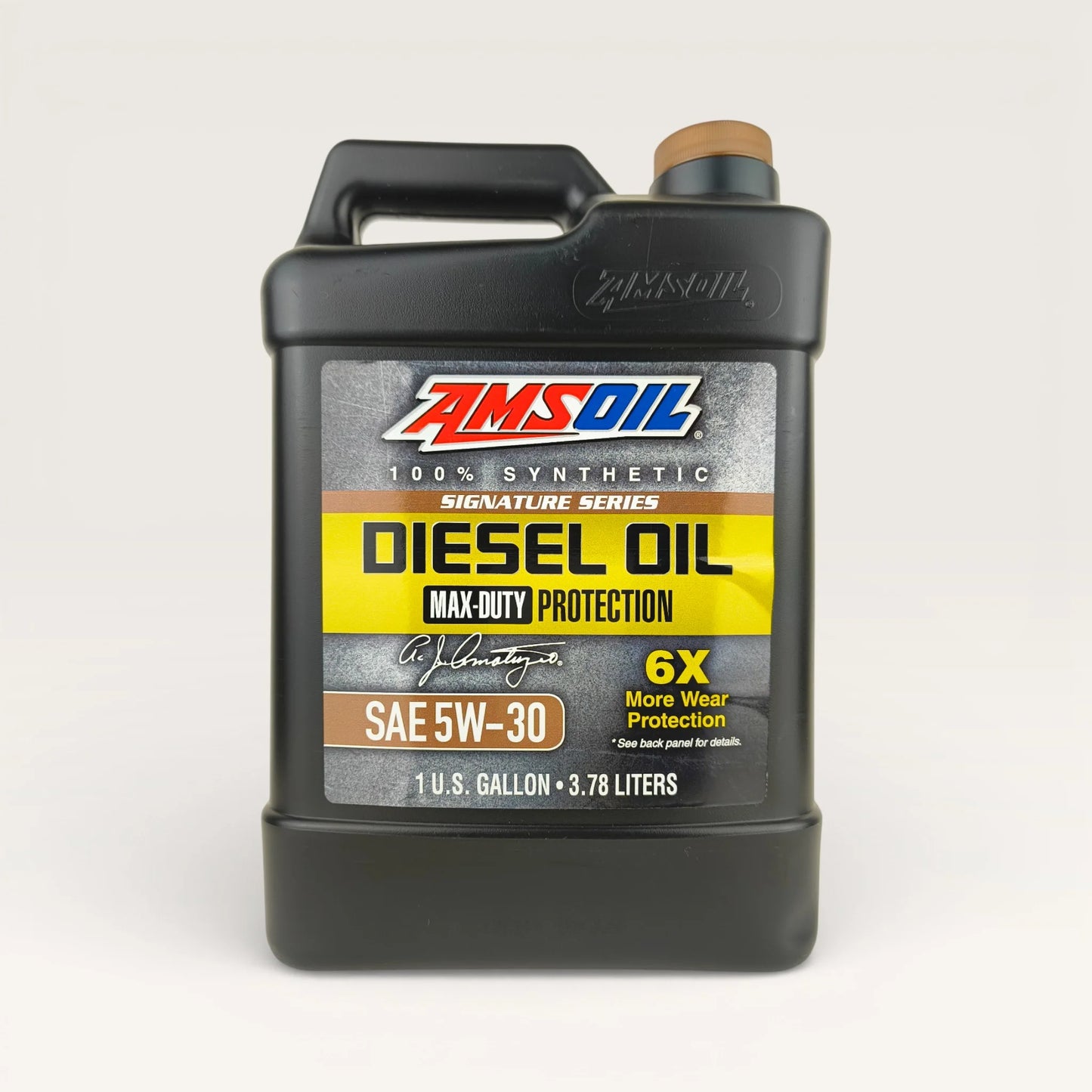 amsoil 5w30 signature series max-duty protection 3.78-litre diesel engine oil front side 