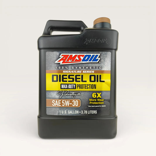 amsoil 5w30 signature series max-duty protection 3.78-litre diesel engine oil front side 