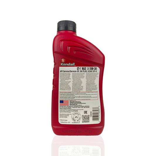 kendall gt-1 max 5w30 1-litre engine oil back side 