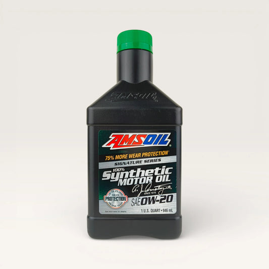 amsoil 0w20 signature series synthetic 946-millilitre engine oil front side