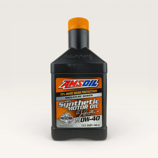amsoil 0w40 signature series synthetic 946-millilitre engine oil front side 