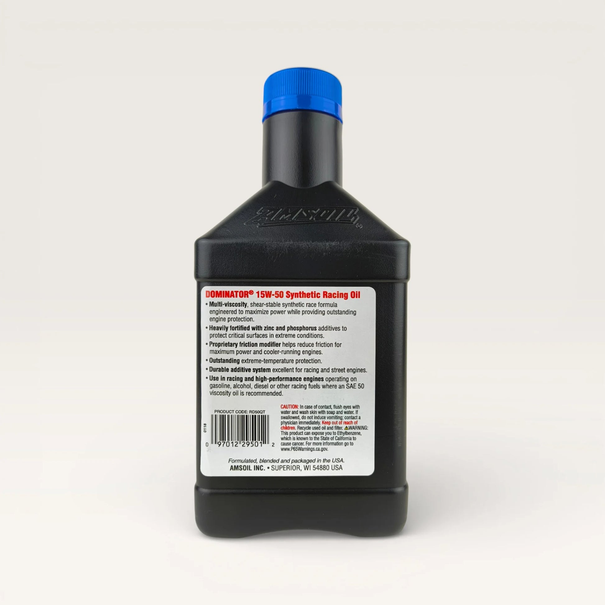 amsoil dominator 15w50 946-millilitre racing engine oil back side 
