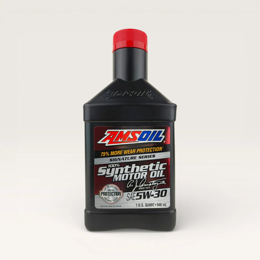 amsoil 5w30 signature series 946-millilitre synthetic engine oil front side 