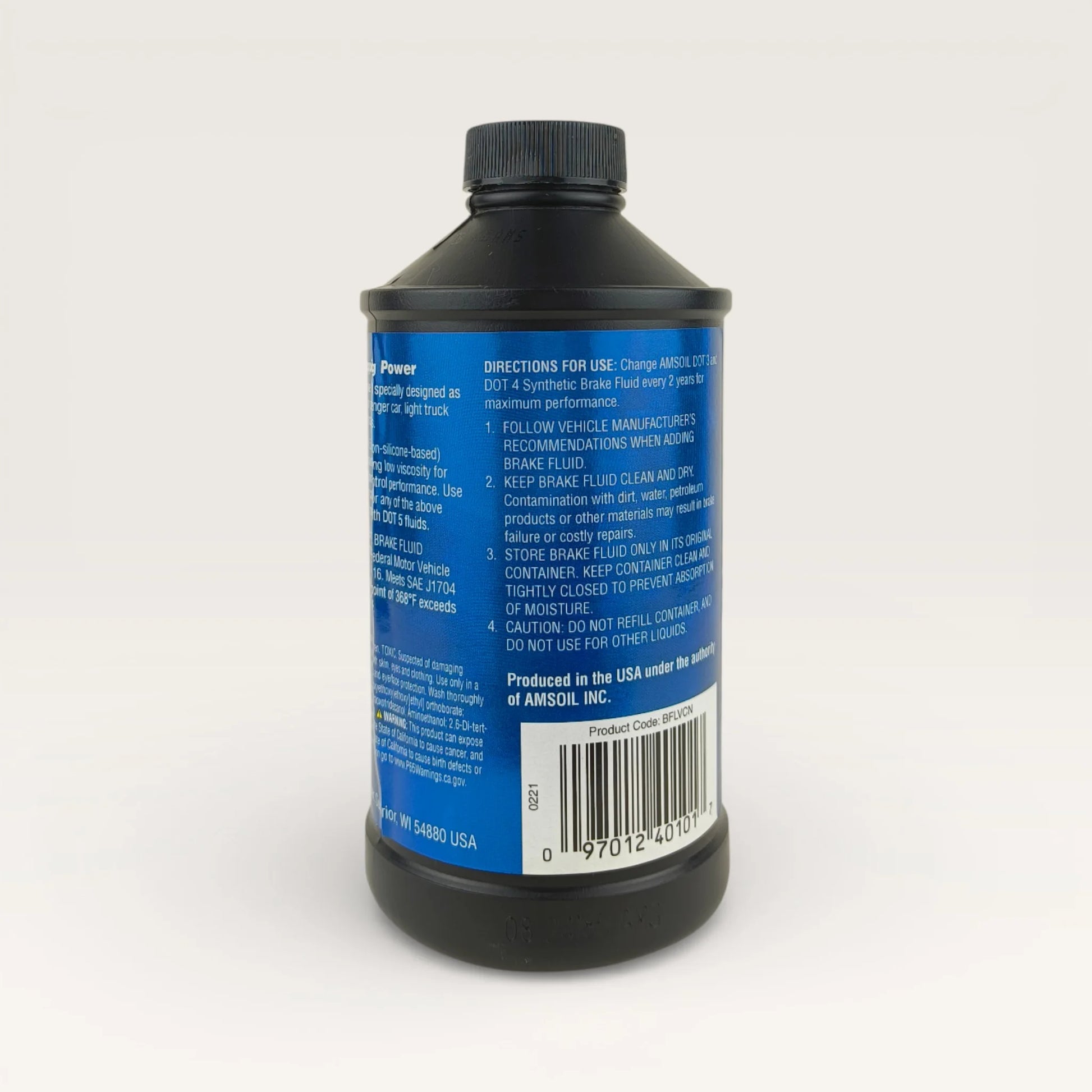 amsoil dot 3 and 4 brake fluid 355-millilitre back side