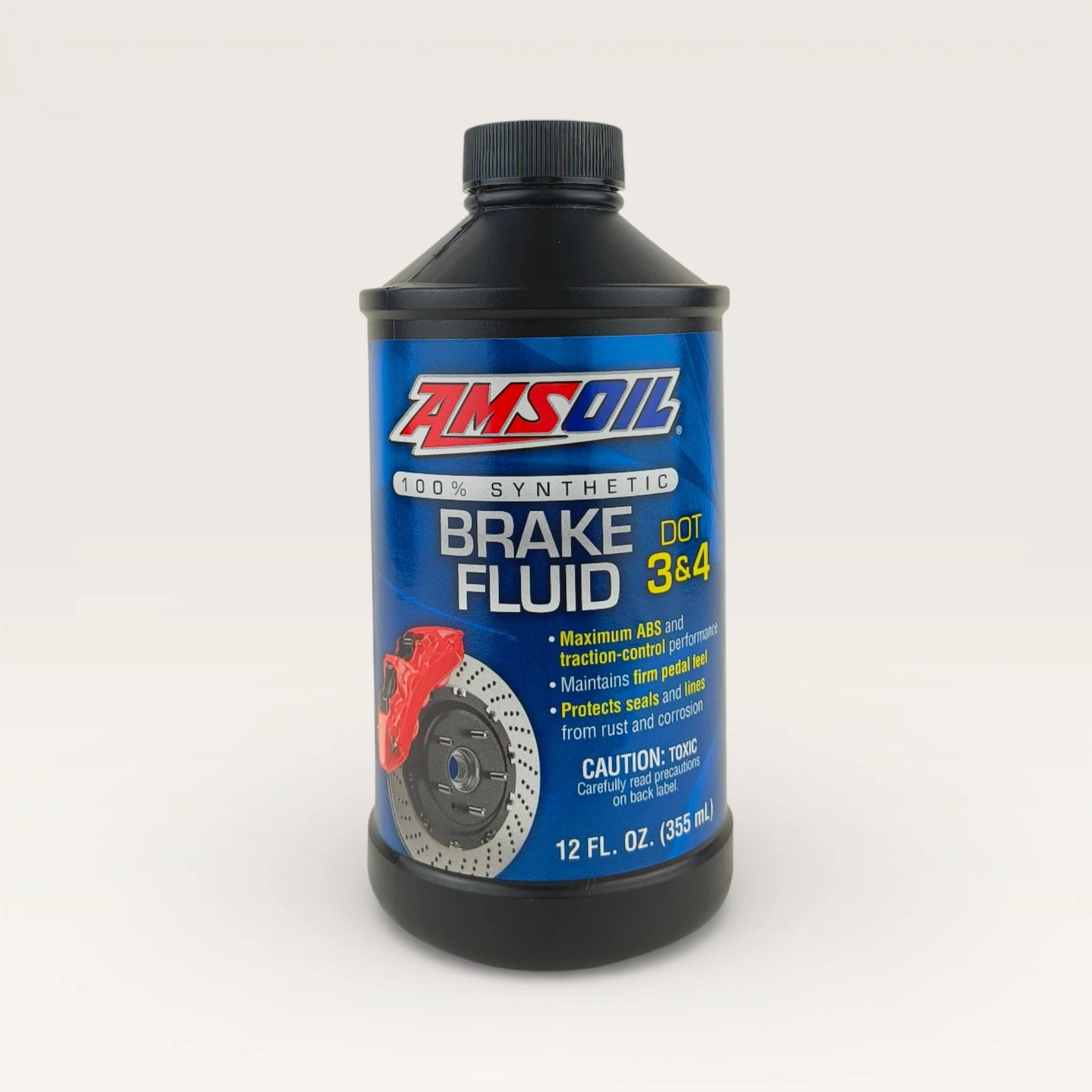 amsoil dot 3 and 4 brake fluid 355-millilitre front side