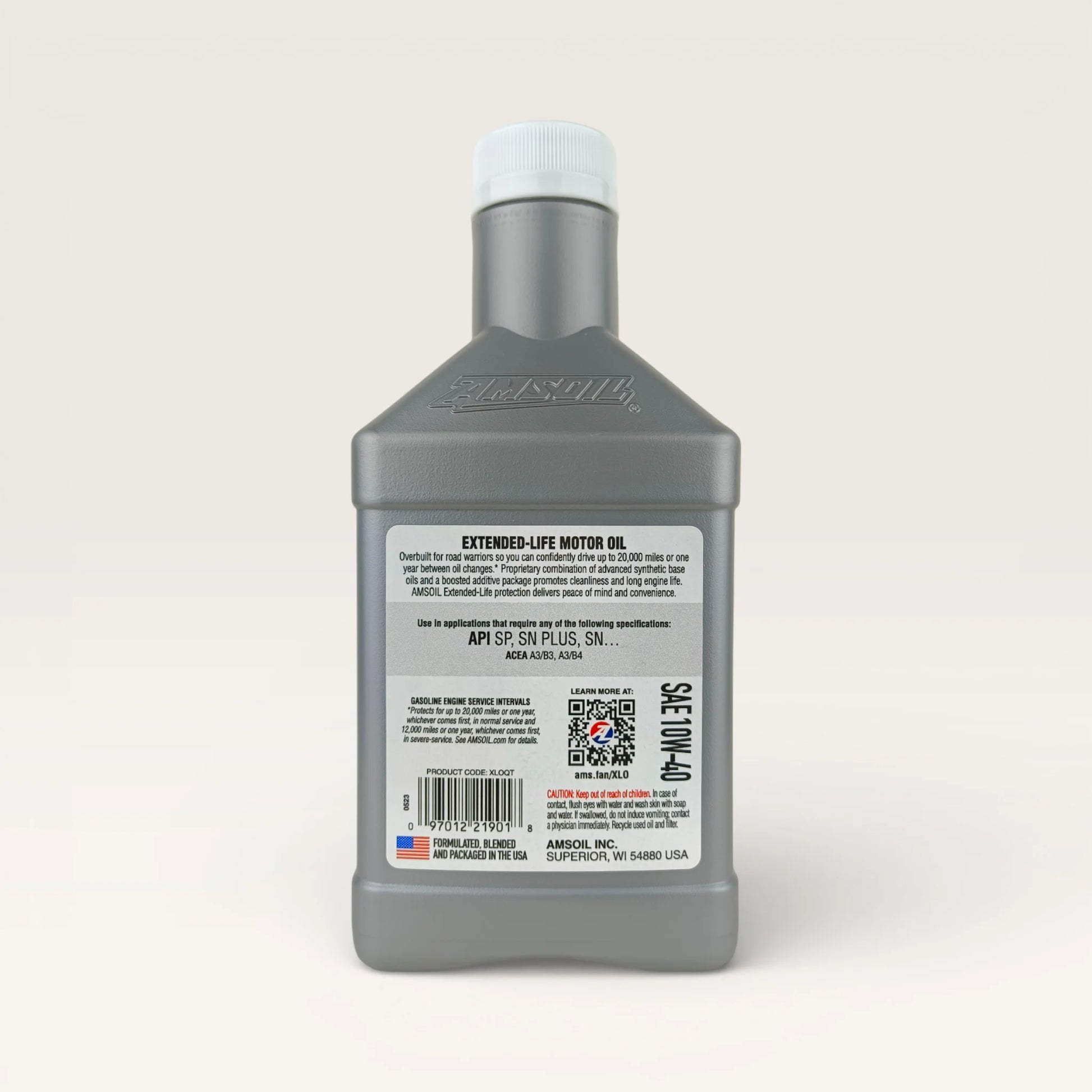 amsoil 10w40 extended life engine oil 946-millilitre back side