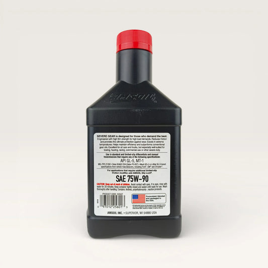 Amsoil Severe Gear SAE 75w90 100% Synthetic Gear Lube 946-millilitre back side