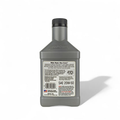 amsoil vtwin 20w50 946-millilitre motorcycle engine oil back side 
