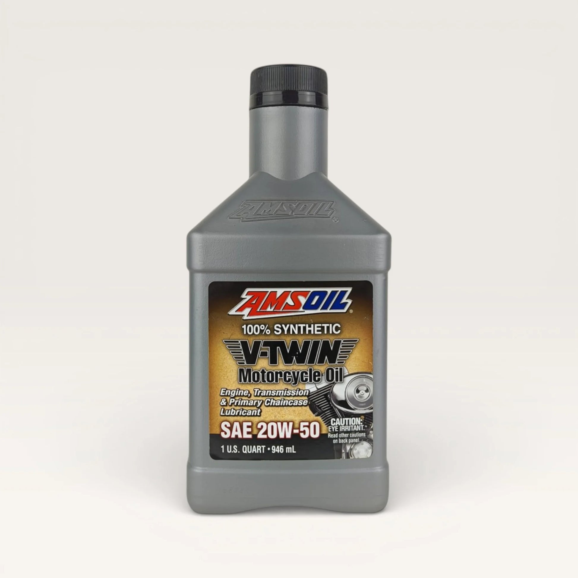 amsoil vtwin 20w50 946-millilitre motorcycle engine oil front side 