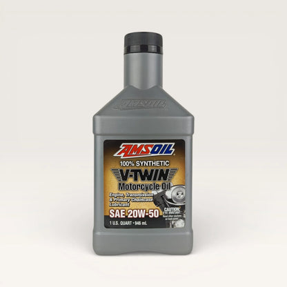 amsoil vtwin 20w50 946-millilitre motorcycle engine oil front side 