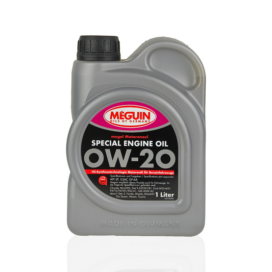 meguin 0w20 special engine oil 1-litre engine oil front side