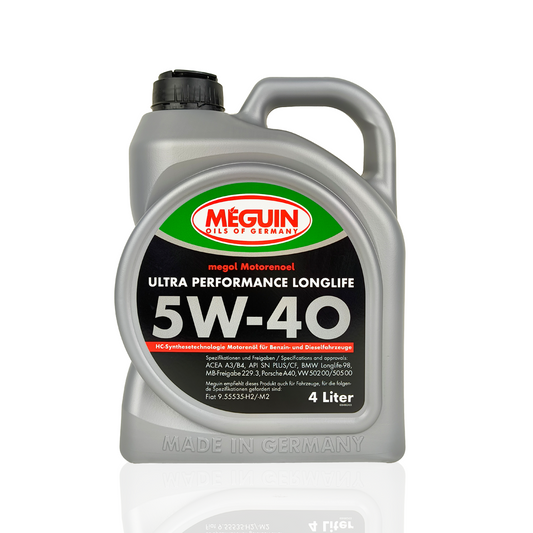 meguin longlife 5w40 ultra performance 4-litre engine oil front side 