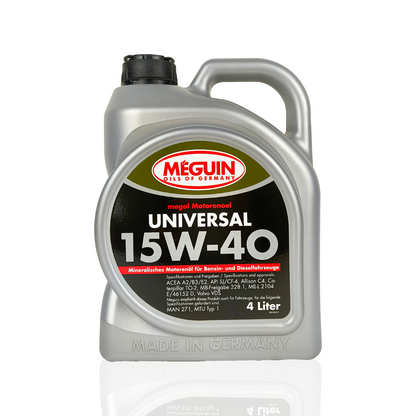 meguin universal 15w40 4-litre engine oil font side 