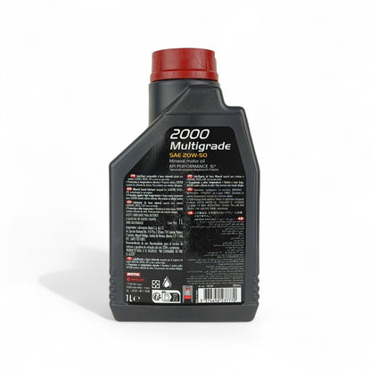 motul 2000 multigrade 20w50 1-litre engine oil back side