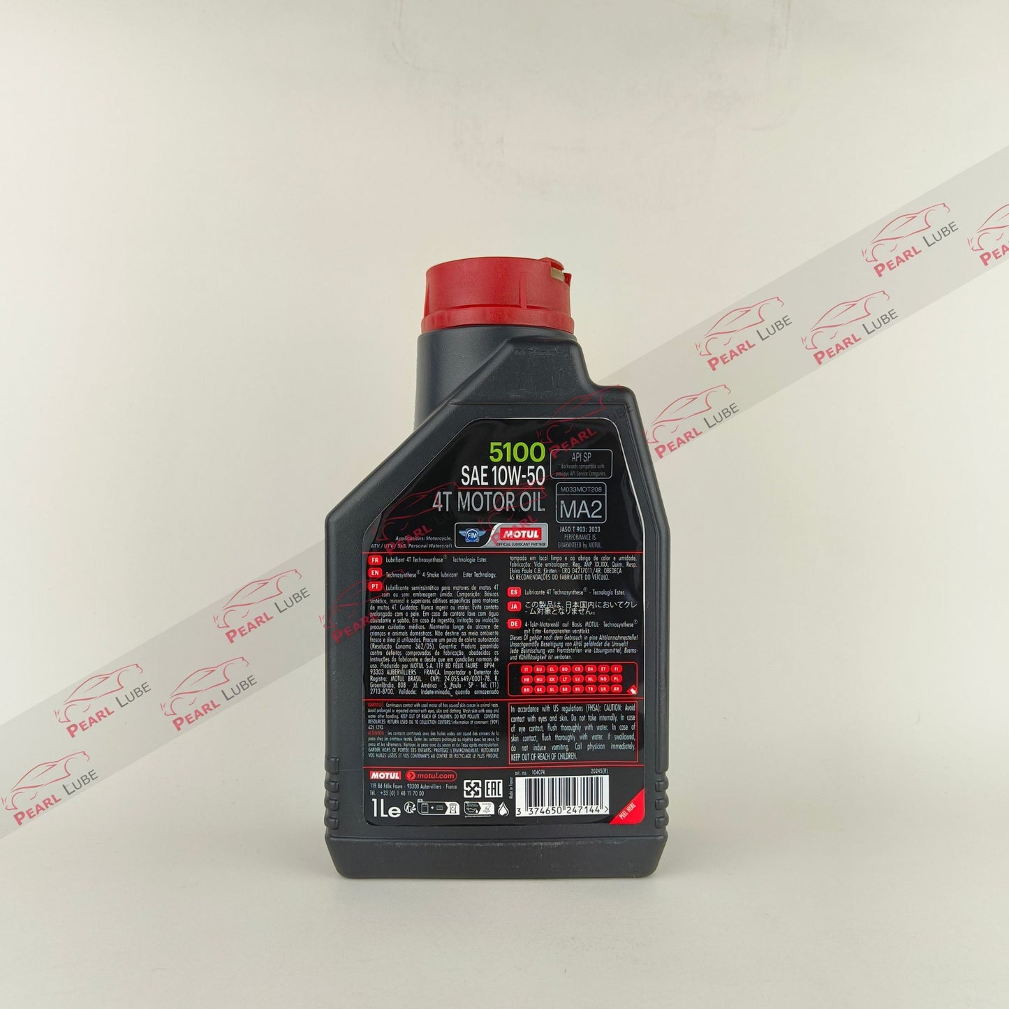 MOTUL 5100 10W-50 (10w50) Semi-Synthetic Motorcycle Engine Oil back side - 1L