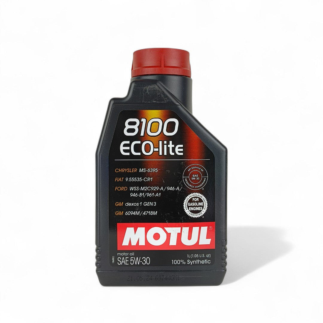 motul 8100 eco-lite 5w30 1-litre engine oil front side
