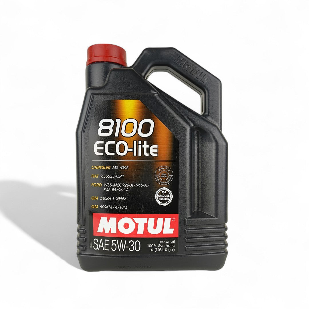 motul 8100 eco-lite 5w30 4-litre engine oil front side